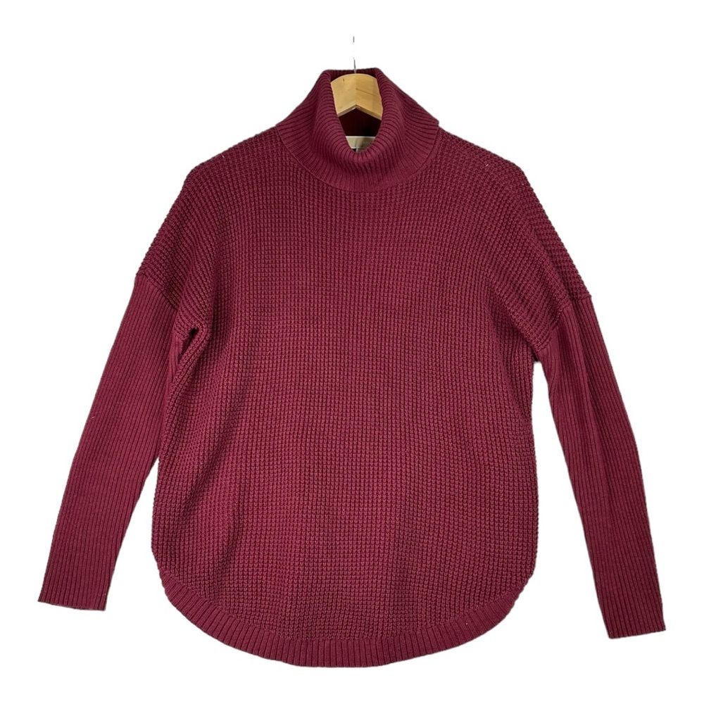 Michael Kors Burgundy Waffle Knit Turtleneck Sweater Size Small